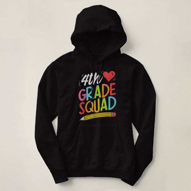 Pull À Capuche Équipe d'élèves de 4e année Quatrième enseignant R (Design devant)