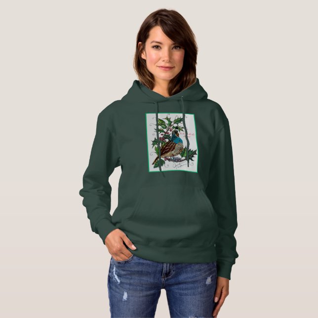 Pull À Capuche Fa-La-La-Christmas Quail Sweatshirt (Devant entier)