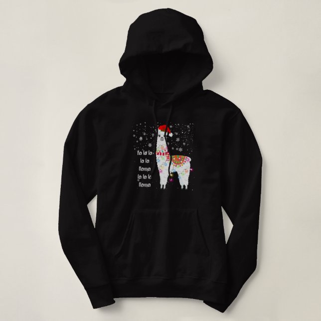 Pull À Capuche Fa La Llama - Llama Christmas Femmes Hommes Enfant (Design devant)
