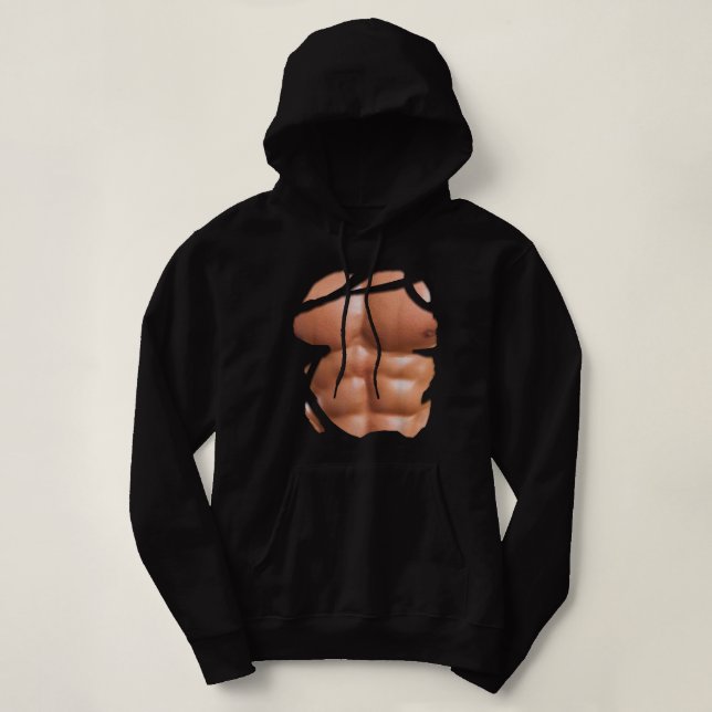 Pull À Capuche Faux Muscle Sous Vêtements Chemise Poitrine Six Pa (Design devant)