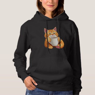 Pull À Capuche Femme Chat Roux Mignon Graphisme Café