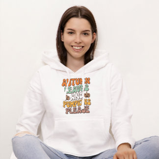Pull À Capuche Feuilles d'automne et Citrouille S'il vous plaît,