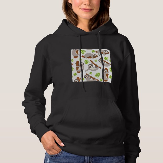 Pull À Capuche Feuilles mignons de Sloth (Devant)