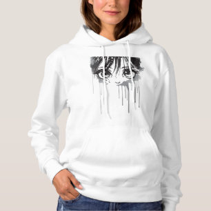Pull À Capuche Fille de manga au regard imprégné de peinture