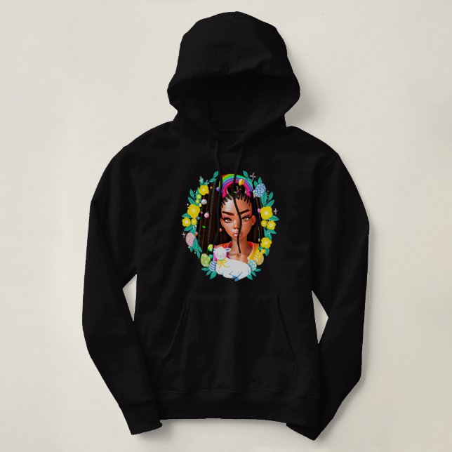Pull À Capuche Fille noire Pâques Magie Peau Brown Filles Printem (Design devant)