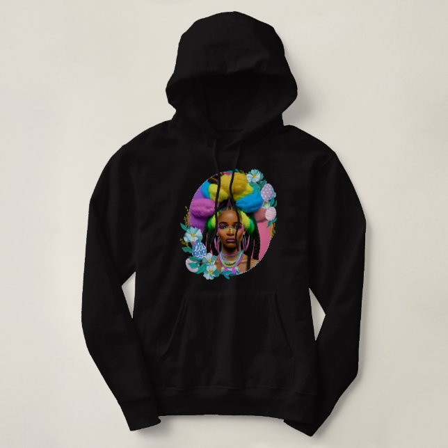 Pull À Capuche Fille noire Pâques Magie Peau Brown Filles Printem (Design devant)