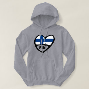 Pull À Capuche Finlande Code Pays Coeur Drapeau, FIN