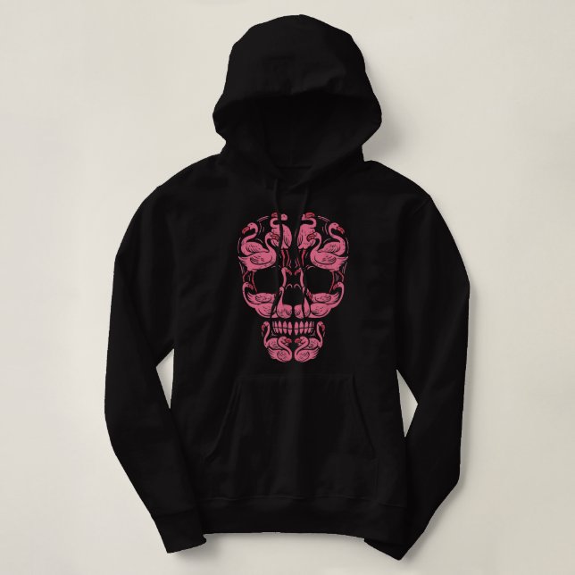 Pull À Capuche Flamant rose Tropical Pink Flamant rose Crâne Canc (Design devant)