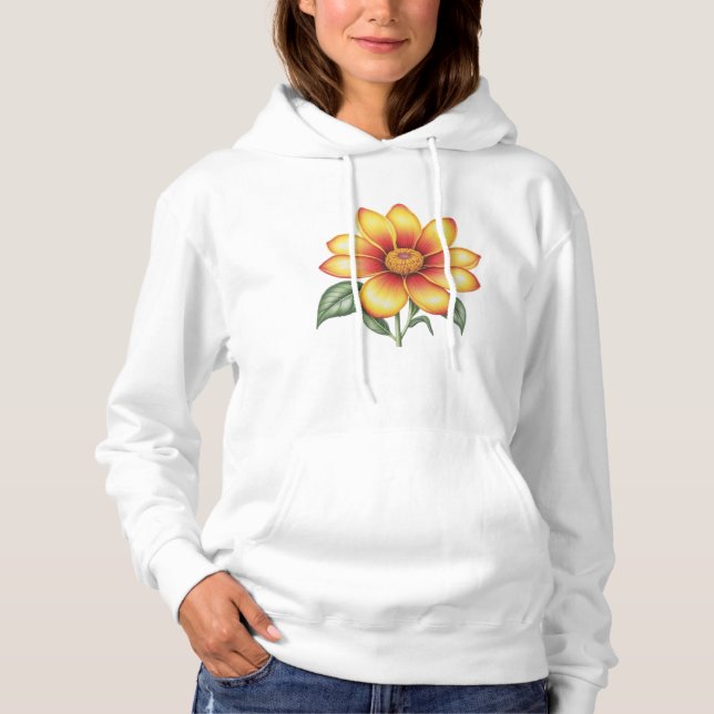 Pull À Capuche Fleur orange (Devant)