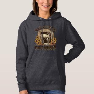 Pull À Capuche Fleurs sauvages Chevaux sauvages Chemise Western V