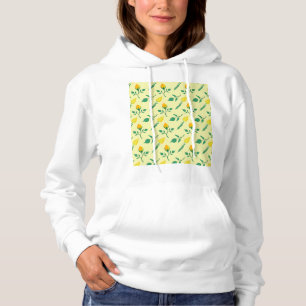 Pull À Capuche Floral pattern with yellow rose and tulip flowers