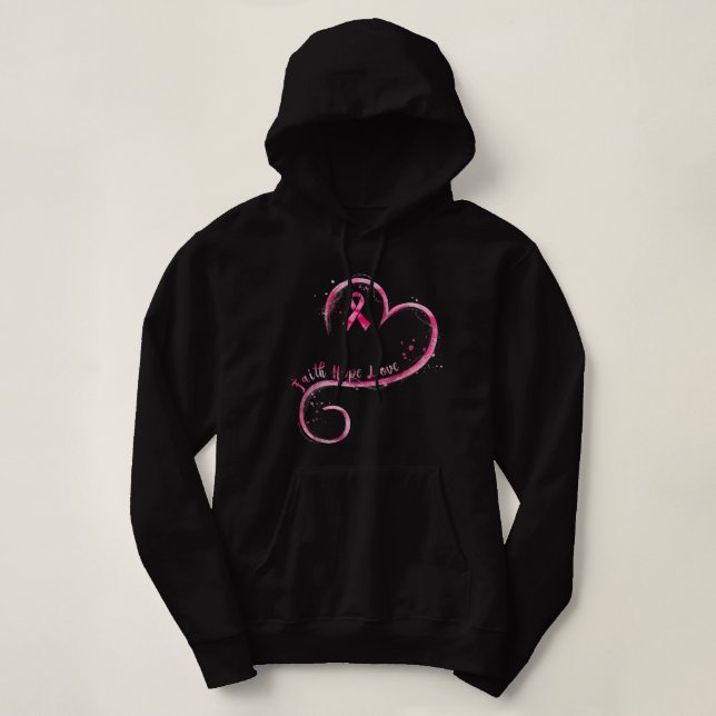 Pull À Capuche foi espoir amour cancer du sein conscience ruban r (Design devant)