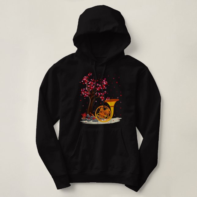 Pull À Capuche French Horn Music Amour Heart Tree French Horn Val (Design devant)
