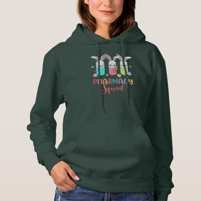 Pull À Capuche Funny Pills Pharmacie Squad Pharmaciste Vie Pâques (Devant)