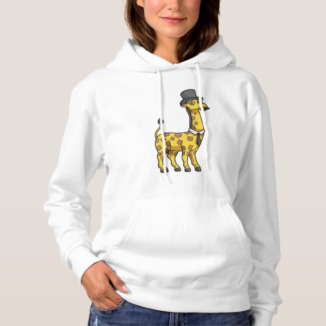 Pull À Capuche Giraffe en Gentleman avec Casquette, Cravate et Mo (Devant)