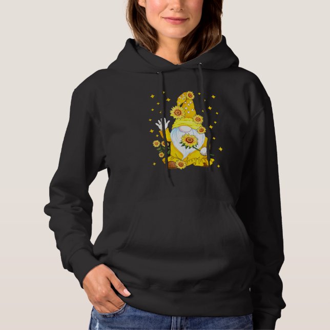 Pull À Capuche Gnome à fleurs de tournesol (Devant)