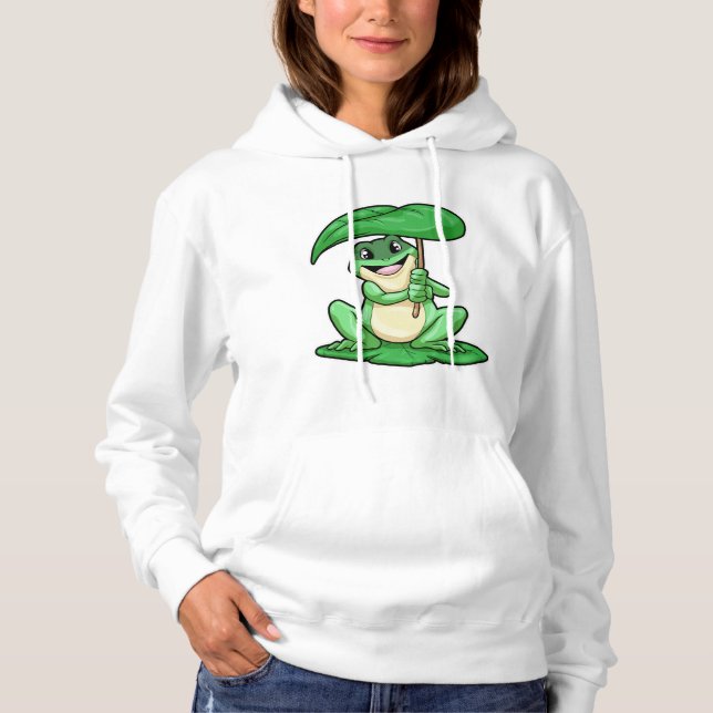 Pull À Capuche Grenouille sur la feuille avec parapluie (Devant)