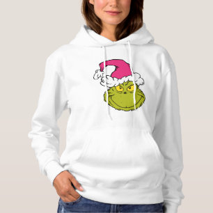 Pull À Capuche Grinch avec chapeau de Père Noël rose