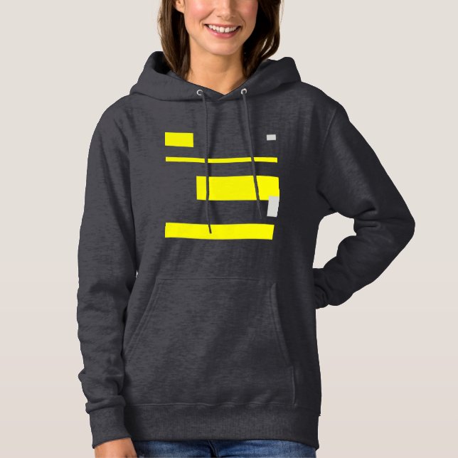 Pull À Capuche Gris Jaune Blocs Art Abstrait (Devant)