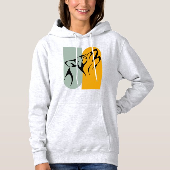 Pull À Capuche Gros Alpha Retro Gris Lune Wolf Howf Design (Devant)