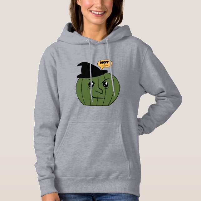 Pull À Capuche Halloween Cactus Witch "Not a Hugger" (Devant)
