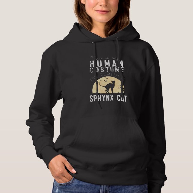 Pull À Capuche Halloween Costume humain Sphynx Chat Horreur Dépla (Devant)