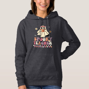 Pull À Capuche Halloween Enseignant Éffrayant Retro Typographie S