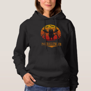 Pull À Capuche Halloween Purralloween Ghost Chat Noir Retro Femme