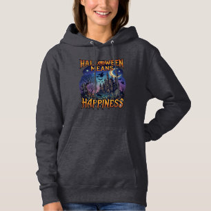 Pull À Capuche Halloween signifie bonheur château hanté sorcière 