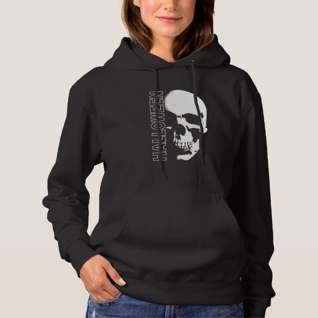 Pull À Capuche Halloween squelette visage de peur crâne (Devant)