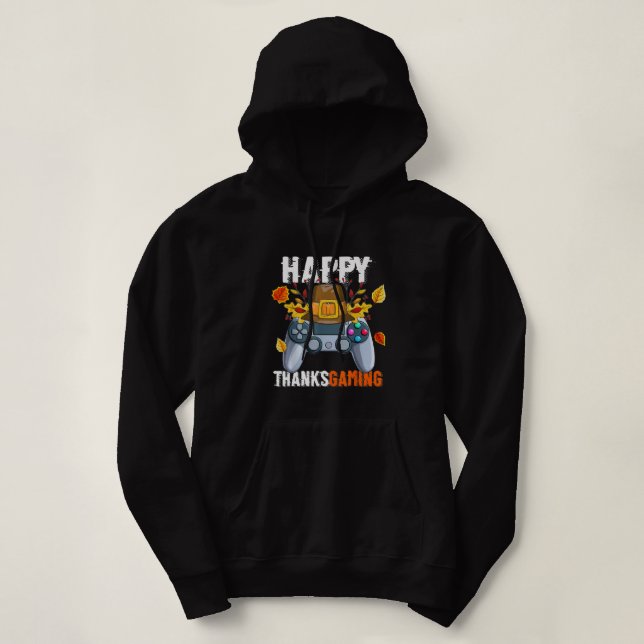 Pull À Capuche Happy Thanksgiving Video Game Controller Pilgrim C (Design devant)