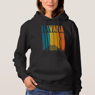 Pull À Capuche Havana Cuba Retro Vintage Sunset Skyline Havana