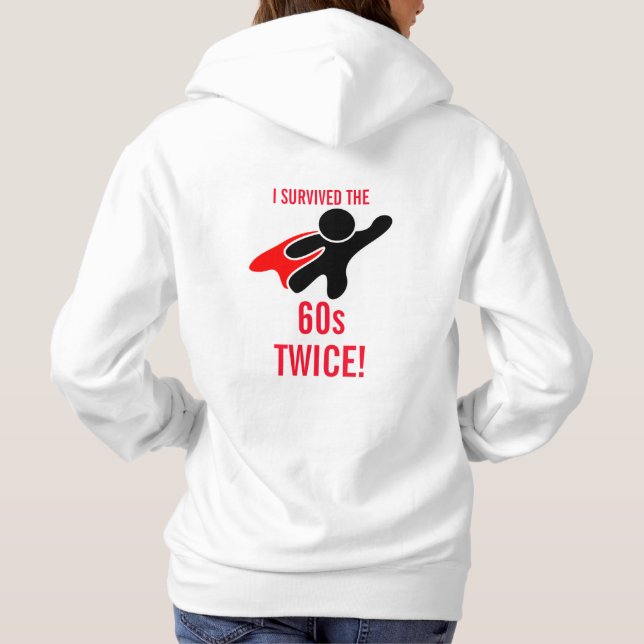 Pull À Capuche Héros amusant Noir, Rouge blanc 'Survived 60s Twic (Dos)