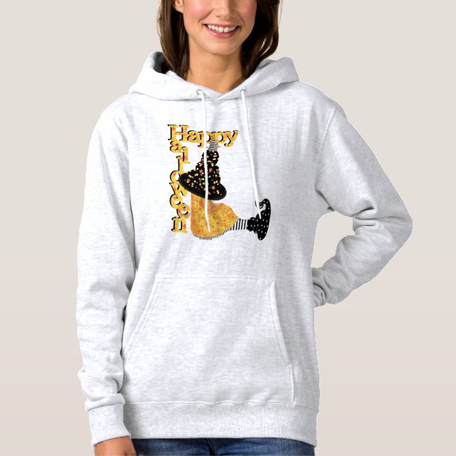 Pull À Capuche Heureuse sorcière d'Halloween (Devant)