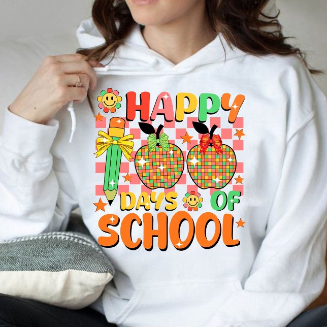 Pull À Capuche heureux 100 jours d'école . appréciation de l'ense (happy 100 days of school hoodie, teacher gift, teacher appreciation hoodie)
