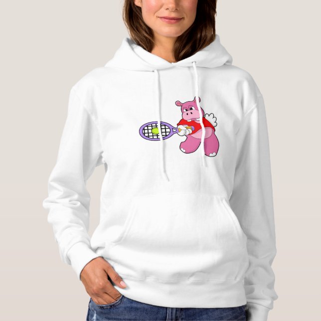 Pull À Capuche Hippo au tennis avec raquette de tennis (Devant)