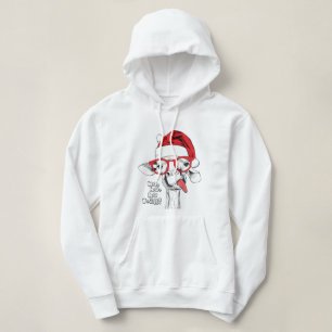 Pull À Capuche Hipster Christmas Giraffe   Vacances