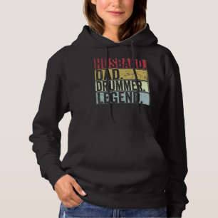Pull À Capuche Hommes Retro Mari Papa Drummer Légende Pour Père