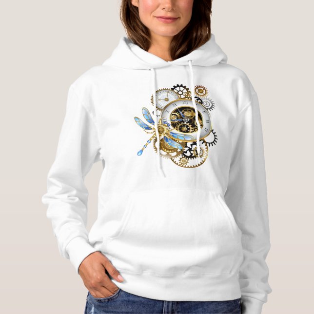 Pull À Capuche Horloge à vapeur avec libellule mécanique (Devant)