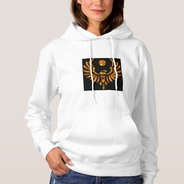 Pull À Capuche huddie avec conception d'aigle doré (Devant)