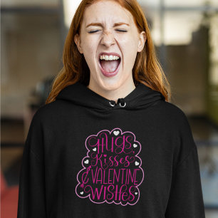 Pull À Capuche Hugs, baisers et Voeux de Saint Valentin, Coeurs, 