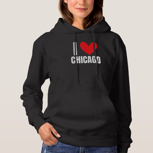 Pull À Capuche I Love Chicago Illinois Architecture Skyline Deep  (Devant)
