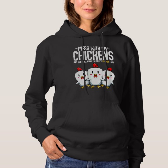 Pull À Capuche Idée de la dame de poulet folle (Devant)