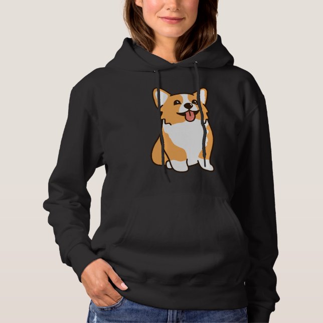Pull À Capuche Illustration Corgi (Devant)