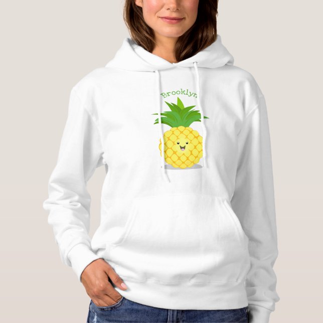 Pull À Capuche Illustration d'ananas mignon (Devant)