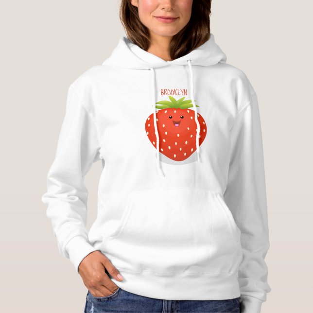 Pull À Capuche Illustration de la fraise Cute kawaii (Devant)