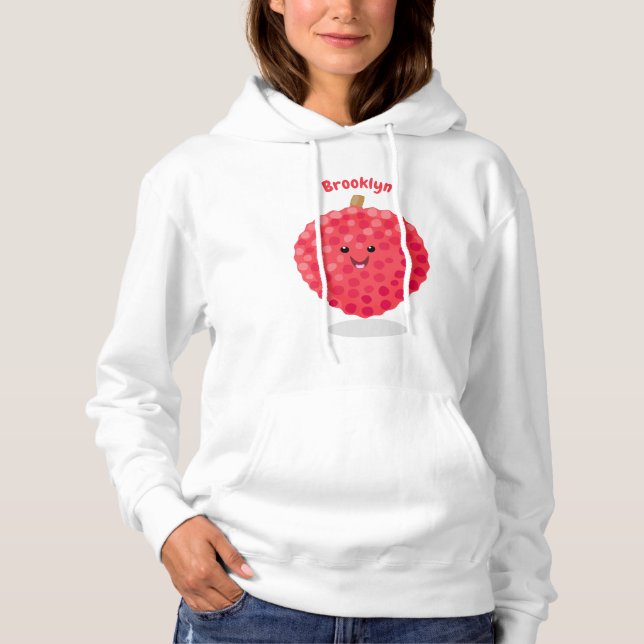 Pull À Capuche Illustration de litchee rose mignon (Devant)