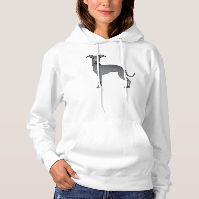 Pull À Capuche Illustration du dessin animé Blue Italian Greyhoun (Devant)