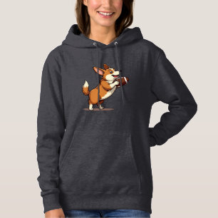 Pull À Capuche Illustration Rétro de Chien de Football Corgi Vint