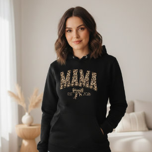 Pull À Capuche Imprimé léopard Maman Varsity Esthétique Féminine